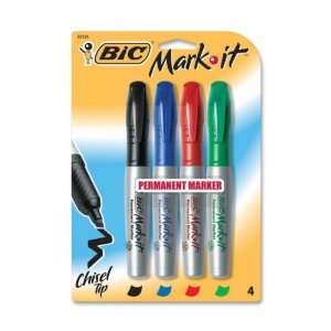 BIC Mark it Permanent Marker,Marker Point Style Chisel   Ink Color 