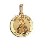   com Saint Cecilia Medal , Solid 10k White Gold, 3/4 in, size of nickel