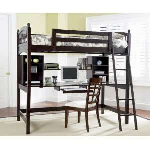   Solid Hardwood Capuccino Twin Workstaion Loft Bed