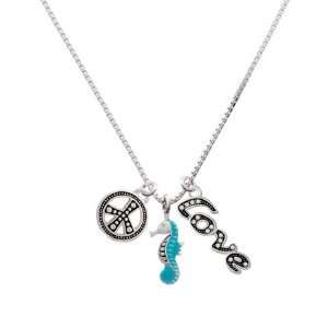    Seahorse   Blue, Peace, Love Charm Necklace [Jewelry] Jewelry