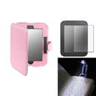   LCD Film+Pink Leather Case Cover+Light For Nook 2 2nd Simple Touch