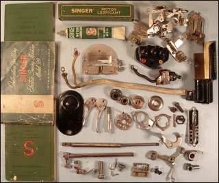 LOT of SINGER FEATHERWEIGHT PARTS & MANUALS & LIGHT & ATTACHMENTS 221 