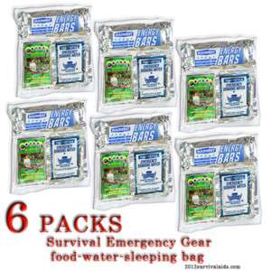 Emergency Food Water Survival Ration +Sleeping Bag 6 PK  