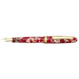  Platinum Celluloid Fountain Pen With Gold Trim (Koi Broad 
