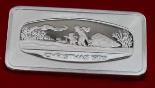 Franklin Mint Christmas 1979 Proof Ingot Art Bar 925 Sterling Silver 