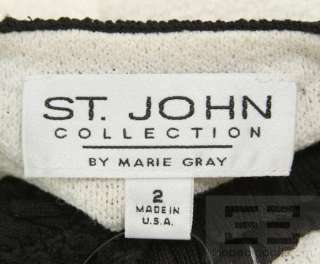 St. John 2 Piece Cream & Black Knit Jacket & Skirt Suit Size 2/6 