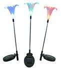Set Of 3 Solar Color Changing Flower Garden Stakes
