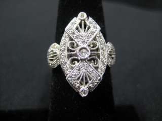 Filigree Ring with Diamonds and 14k White Gold  