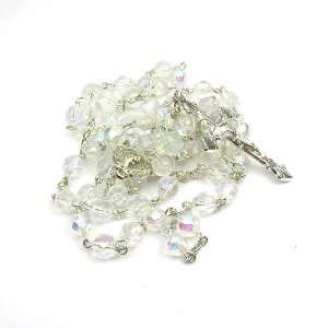April Birthstone Rosary, Clear Colored Crystal