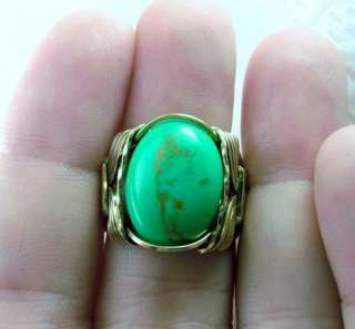 R494 Apple Turquoise Ring 14k Gold Filled Mens Ladies  
