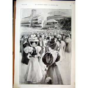  Ascot Race Course 1896 Royal Enclosure Ladies Old Print 