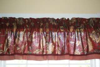 Waverly Red Maroon Deerfield Toile Valance 17 X 81 Drapery Weight 