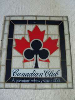 RARE Vintage Canadian Club Stained Glass Panel   18 x 16  