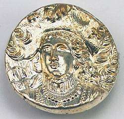   Picture Button Brass Detailed Young Cavalier Renaissance Man with Hat