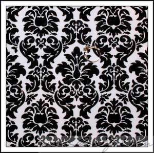  Fabric Black Retro Toile Damask VTG B&W Flower Decor Cotton White 