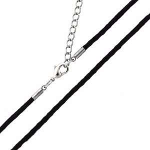    18 Black Silk Cord Necklace With 2in extender   2.0MM: Jewelry