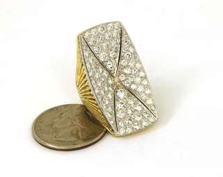 STYLISH VINTAGE 18K GOLD 3 CTS DIAMONDS WIDE BAND RING  