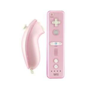   Wii Remote Control Nunchuk Crystal Clear Case   Pink Electronics