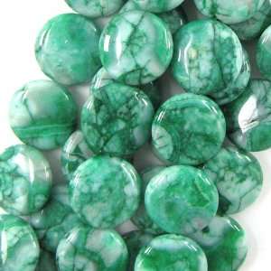  6x20mm green crazy lace agate coin beads 16 strand