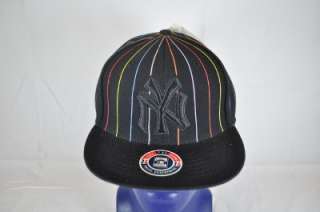 NEW ERA NEW YORK YANKEES BLACK/ COLORED PINSTRIPED FITTED HAT 7 3/4 