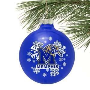  Memphis Tigers Royal Blue Snowflake Glass Ornament Sports 