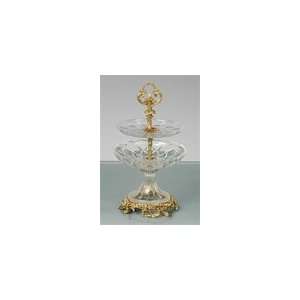  Two tiered Crystal and Brass Server