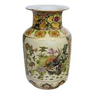  14 High Chinese Porcelain Vase in Japanese Satsuma Bird 