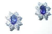 Sapphire & Lab Diamond Kate Middleton Style Earrings  