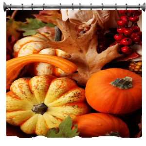  Thanksgiving Fall Harvest Basket Shower Curtain   69 X 70 