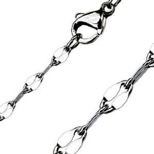   Stainless Steel Flat Oval Chain Necklace For Men   22 Length Jewelry