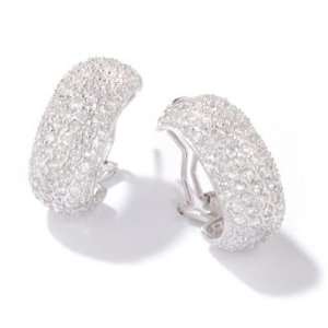  Sterling Silver Cubic Zirconia Wide Hoop Earrings: Jewelry