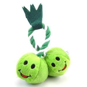   Green Bean Squeaky Plush Toy w/Tug Rope for Small Dogs
