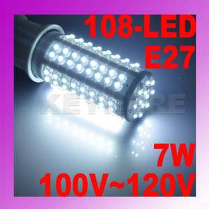 E27 7W 360° 108 LED Corn Light Bulb Lamp 100~120V Cool  
