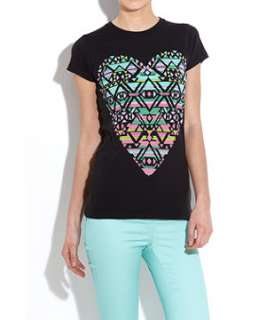 Black (Black) Aztec Heart Print T Shirt  248457101  New Look