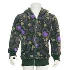 RMLA Little Girls Grey Purple Heart Fleece Hooded Zipper Jacket Size 6