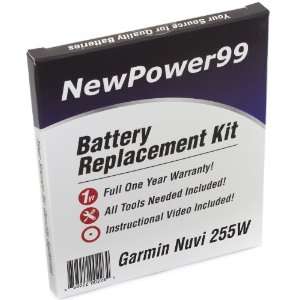 Battery Replacement Kit for Garmin Nuvi 255W with 