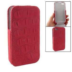 Red Snake Print Faux Leather Covered Plastic Pouch Case for Iphone 4 