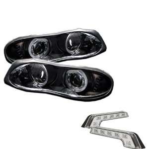 Carpart4u Chevy Camaro Halo LED Black Projector Headlights and LED Day 