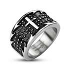 jagged edge cross ring size 9 13 13 316l stainless steel black enamel 