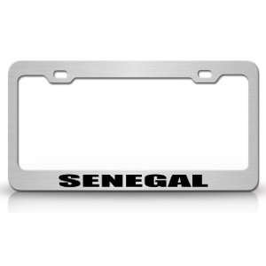 SENEGAL Country Steel Auto License Plate Frame Tag Holder, Chrome 