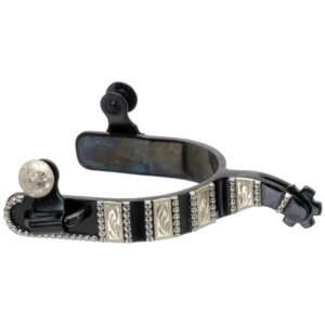 Kelly Silver Star Black Steel Stripes and Dots Spurs:  