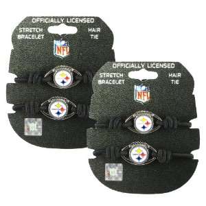   NFL Black Stretch Bracelets / Hair Ties (2 Pack): Sports & Outdoors