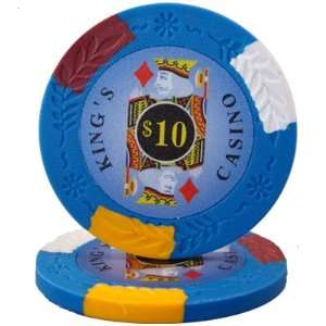  14 Gram Pro Clay Kings Casino Poker Chip $10 Sports 