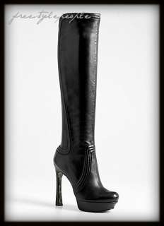 NIB New GUESS Black ADELENE Faux Leather Platform Boots Shoes  