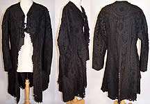 Edwardian Vintage Black Battenburg Tape Lace Silk Soutache Long 