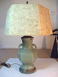Qing Dynasty Celadon Hexagonal Vase Lamp  
