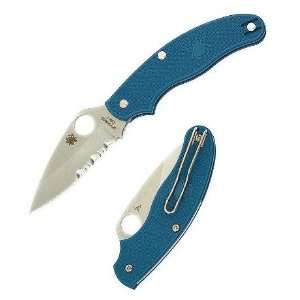Spyderco UK Pen Knife Blue FRN Handle Leaf Blade Combo Edge 6.94 Inch 