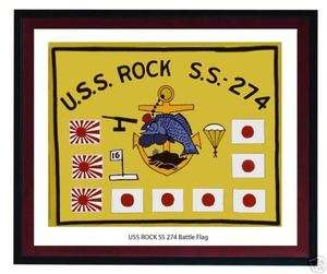 USS ROCK SS 274   WW2 Submarine Battle Flag, US Naval, USN Navy  