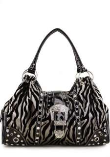   & Black Velvet Zebra Rhinestone Belted Doctor Handbag NEW  