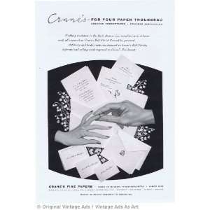  1955 Cranes Fine Papers Hands Vintage Ad: Everything Else